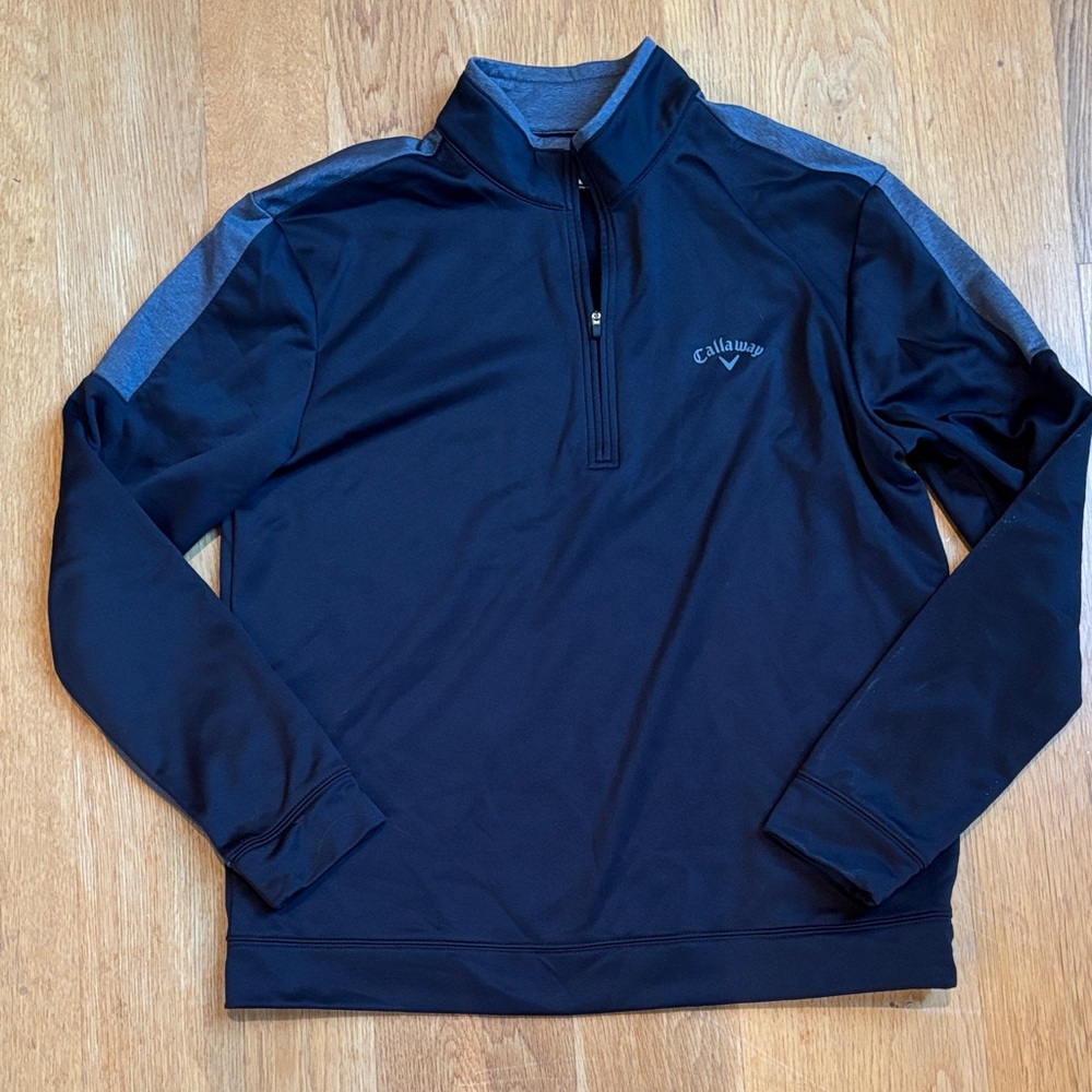 Callaway Black and Gray Performance Pullover Quarter Zip, Men’s M